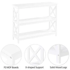 Topeakmart 42 Inch Long Console Sofa Table X Design Narrow Entryway Hallway Table W/ 3 Storage Shelves For Living Room, White 13 Topeakmart 42 Inch Long Console Sofa Table X Design Narrow Entryway Hallway Table W/ 3 Storage Shelves For Living Room, White -Songmics Furniture Shop 31PCv3CpLeL