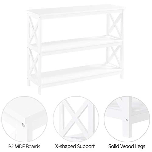 Topeakmart 42 Inch Long Console Sofa Table X Design Narrow Entryway Hallway Table W/ 3 Storage Shelves For Living Room, White 4 Topeakmart 42 Inch Long Console Sofa Table X Design Narrow Entryway Hallway Table W/ 3 Storage Shelves For Living Room, White - Image 4