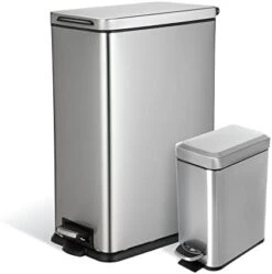 Home Zone Living 12 Gallon Slim Kitchen Trash Can, Stainless Steel, Step Pedal, 45 Liter -Songmics Furniture Shop 31PHUDW8SPL. AC