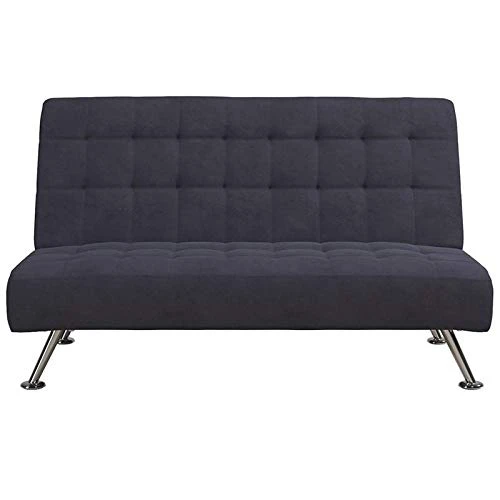 Rosebery Kids Tufted Futon, Convertible Sleeper Sofa In Dark Blue And Chrome 2 Rosebery Kids Tufted Futon, Convertible Sleeper Sofa In Dark Blue And Chrome - Image 2