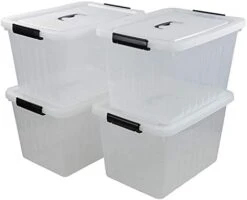 Easymanie 50 Quart Plastic Wheeled Storage Bin, 4 Packs, Plastic Latching Storage Box 18 Easymanie 50 Quart Plastic Wheeled Storage Bin, 4 Packs, Plastic Latching Storage Box -Songmics Furniture Shop 31PQouUIdQL. AC