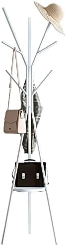 IOTXY Metal Coat Rack Tree - 71 Inches Tall Floor Standing Clothing Hanger With Wooden Shelf And 9 Hooks For Handbag Jacket Scarf Rack, Gold 9 IOTXY Metal Coat Rack Tree - 71 Inches Tall Floor Standing Clothing Hanger With Wooden Shelf And 9 Hooks For Handbag Jacket Scarf Rack, Gold - Image 9