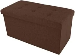 Lavish Home Folding Storage Bench Ottoman, 30" Tufted Foam Padded Lid, Beige, Light Gray -Songmics Furniture Shop 31PrGLiAdLL. AC