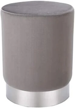 BIRDROCK HOME Round Grey Velvet Ottoman Foot Stool – Soft Compact Padded Vanity Stool - Great For The Living Room, Bedroom And Kids Room - Small Furniture (Grey) -Songmics Furniture Shop 31Q9oPGCxNL. AC