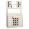 HOMCOM Kitchen Buffet With Hutch Cupboard With Utility Drawer, 4 Door Cabinets, And Optional 12-Bottle Wine Storage, White