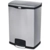 Rubbermaid Commercial Products Slim Jim Front Step-On Trash Can, Stainless Steel, 24 Gallon, Black, Indoor/Outdoor Waste Container For Office/Hospital/Mall/Kitchen