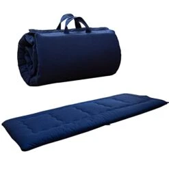 HIGOGOGO Camping Mattress, Portable Foldable Travel Foam Sleeping Mat Pad With Carry Handle, 75"x28" Japanese Floor Futon Roll Up Mattress, Car Cot Bed For Adults, Tents, Truck, SUV, Navy
