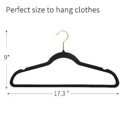 ManGotree Velvet Suit Hangers With 360 Swivel Gold Hook, Non-Slip Coat Hangers, Ultra-Slim Space Saving Hangers, Sturdy & Durable Clothes Hangers, 36 Pack (Black)