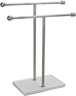 Amazon Basics Double-T Hand Towel And Accessories T-Shape Stand, Nickel/White -Songmics Furniture Shop 31Qvd0NLptL. AC
