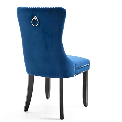 Set Of 2 Dining Chairs Modern For Dining Room Kitchen Accent Side Chair Velvet Button Tufted Padded Cushion Seat And Back (Sapphire Blue) 2 Set Of 2 Dining Chairs Modern For Dining Room Kitchen Accent Side Chair Velvet Button Tufted Padded Cushion Seat And Back (Sapphire Blue) - Image 2