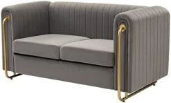 Homtique 77 Inch Upholstered Velvet Sofa Couch, Modern Sofa For Living Room With Side Pocket And 2 Pillows, Gold Metal Legs Decor Couches Furniture For Apartment/Office (Black) -Songmics Furniture Shop 31R 7QGlrXL. AC