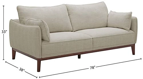 Amazon Brand – Stone & Beam Hillman Mid-Century Sofa Couch With Wood Base And Legs, 78"W, Ivory 2 Amazon Brand – Stone & Beam Hillman Mid-Century Sofa Couch With Wood Base And Legs, 78"W, Ivory - Image 2