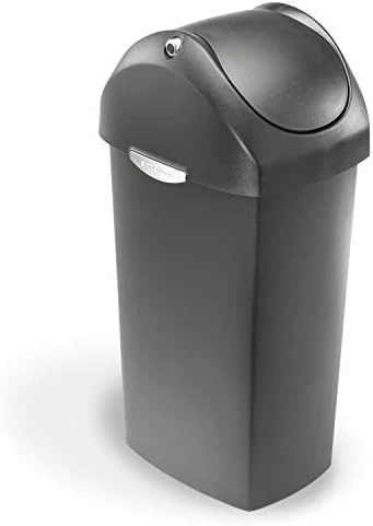 Simplehuman 60 Liter / 16 Gallon Swing Lid Trash Can, Black Plastic 3 Simplehuman 60 Liter / 16 Gallon Swing Lid Trash Can, Black Plastic - Image 3