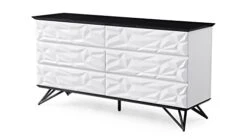 Zuri Furniture 63" Wide Modern Vortice Accent Chest Glossy Black And White Lacquer Matte Black Metal -Songmics Furniture Shop 31RM8XMUckL