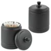 MDesign Metal Bathroom Vanity Storage Organizer Canister Jar With Lid For Cotton Balls, Swabs, Makeup Sponges, Bath Salts, Hair Ties, Jewelry - Hyde Collection - 2 Pack - Matte Black