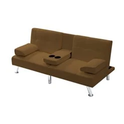 Verfur Convertible Sleeper Sofa Bed,Adjustable Futon Couch Modern Folding Lounge Recliner For Living Room With 2 Cup Holders, Removable Soft Armrest And Sturdy Metal Leg, Brown Ve -Songmics Furniture Shop 31RuYq946CL