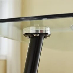 Glass Dining Table - Rectangular Tempered Glass Kitchen Table - Small Modern Glass Dining Room Table For 4 With Solid Metal Black Legs, Coffee Table For Living Room,Office,Small Space 47.2*27.6*29.5" -Songmics Furniture Shop 31S8RjIsm9L