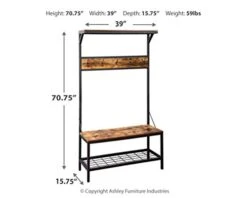 Signature Design By Ashley Bevinfield Hall Tree With Storage Bench, Antique Brown & Black 5 Signature Design By Ashley Bevinfield Hall Tree With Storage Bench, Antique Brown & Black -Songmics Furniture Shop 31SAICmaWRL