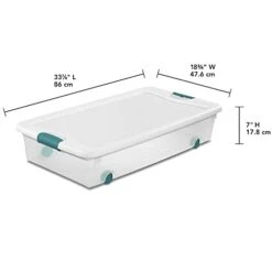 Sterilite 56 Quart Latching Stackable Under Bed Or Closet Storage Box Container Bins With Secure Lid And Wheels, Clear (12 Pack) 17 Sterilite 56 Quart Latching Stackable Under Bed Or Closet Storage Box Container Bins With Secure Lid And Wheels, Clear (12 Pack) -Songmics Furniture Shop 31SFiMLugHL
