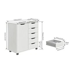 Panana 5-Drawer Chest With 1 Door, Wooden Chest Of Drawers Storage Dresser Cabinet With Wheels, Office Organization And Storage, Bedroom Furniture … -Songmics Furniture Shop 31SReaO3UAL