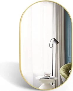 COFENY Oval Mirror, 17"x30" Black Bathroom Mirror With Metal Frame, Wall Mount Mirrors Decor For Bedroom Living Room、Entryway Hangs Horizontal Or Vertical -Songmics Furniture Shop 31STD5BCL8L. AC