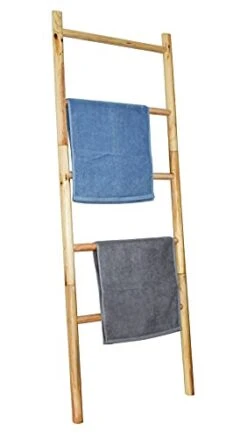 Owlgift Blanket Ladder Wooden Decorative, Rustic Blanket Ladder, Farmhouse Towels Holder Rack, Wall Leaning Ladders, Ladder Shelf Stand
