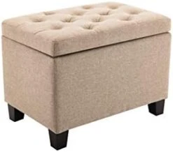 Wovenbyrd Classic 24-Inch Wide Rectangular Tufted Storage Ottoman Footstool With Hinged Lid, Cream Fabric -Songmics Furniture Shop 31SbcZknNZL. AC