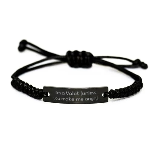GENERIC Cool Valet Gifts, I'm A Valet (unless You Make Me Angry), Unique Birthday Black Rope Bracelet For Colleagues From Boss, Valet Gift Ideas, Valet Gifts For Him, Valet Gifts For Her, Personalized Valet 1 GENERIC Cool Valet Gifts, I'm A Valet (unless You Make Me Angry), Unique Birthday Black Rope Bracelet For Colleagues From Boss, Valet Gift Ideas, Valet Gifts For Him, Valet Gifts For Her, Personalized Valet