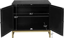 Goujxcy Rattan Accent Storage Cabinet, Farmhouse Wood Sideboard Buffet Cabinet With 2 Doors And Adjustable Shelves, Kitchen Cupboard Server Console Table For Dining Room, Bedroom, Hallway, Black -Songmics Furniture Shop 31TN1PBXRVL