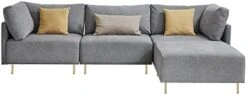 Familymill 108'' Linen L-Shaped Sectional Sofa With Removable Ottoman And 3 Pillows -Songmics Furniture Shop 31TNFrOCCzL. AC