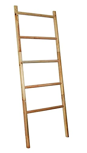 Owlgift Blanket Ladder Wooden Decorative, Rustic Blanket Ladder, Farmhouse Towels Holder Rack, Wall Leaning Ladders, Ladder Shelf Stand 2 Owlgift Blanket Ladder Wooden Decorative, Rustic Blanket Ladder, Farmhouse Towels Holder Rack, Wall Leaning Ladders, Ladder Shelf Stand - Image 2