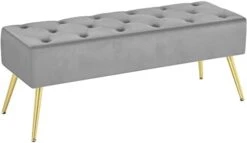 Yaheetech Modern Ottoman Bench Boucle Bench Upholstered Footrest For Living Room With Gold Metal Legs And Padded Seat Ivory -Songmics Furniture Shop 31TUwsNH6TL. AC