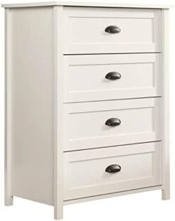 Sauder County Line 4-Drawer Chest, Soft White Finish & Shoal Creek Night Stand, Soft White Finish -Songmics Furniture Shop 31TVU6FXl L. AC