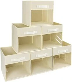 DIMJ Cube Storage Bins, 3 Packs Clear Window Fabric Storage Bin Organizer For Closet Shelves Home Storage Cubes Organizer With Handles -Songmics Furniture Shop 31TXaR9GpAL. AC