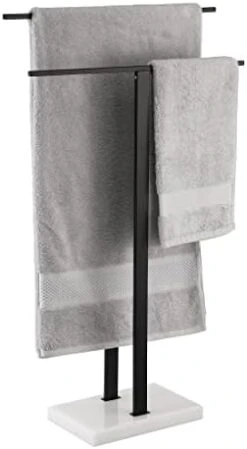 KES Standing Towel Rack 2-Tier Towel Rack Stand With Marble Base For Bathroom Floor SUS 304 Stainless Steel Brushed Finish, BTH217-2… -Songmics Furniture Shop 31TYFWQa87L. AC