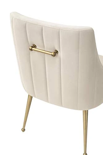 MEXIYA Irina Dining Chair Beige Easy Clean Velvet Upholstered Side Chair With Brushed Gold Leg 4 MEXIYA Irina Dining Chair Beige Easy Clean Velvet Upholstered Side Chair With Brushed Gold Leg - Image 4