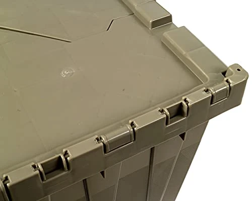 TEJAL 12 Gallon Commercial Flip Top Tote Storage Container (PACK OF 2) Industrial Plastic Storage Tote With Hinged Attached Lid (22.05 In. L X 15.40 In. W X 12.88 In. H) - Grey 3 TEJAL 12 Gallon Commercial Flip Top Tote Storage Container (PACK OF 2) Industrial Plastic Storage Tote With Hinged Attached Lid (22.05 In. L X 15.40 In. W X 12.88 In. H) - Grey - Image 3