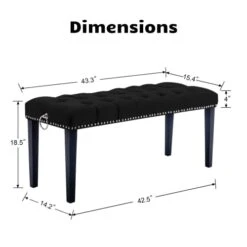 HEAH-YO Modern Velvet Tufted Bench, 18" Seat Height Upholstered Ottoman Dining Bench With Pull Rings, Nailhead Trim Footstool For Entryway Bedroom Kitchen Dining Table, Black -Songmics Furniture Shop 31Tk9JZR24L