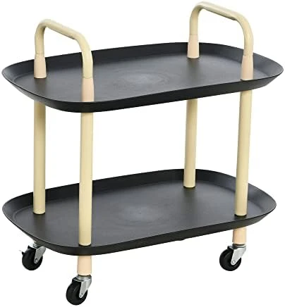 Main + Mesa Modern Plastic And Metal 2-Tier Trolley, Black And Dark Green 12 Main + Mesa Modern Plastic And Metal 2-Tier Trolley, Black And Dark Green - Image 12
