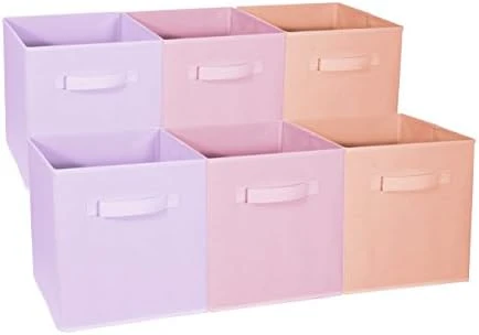 Sorbus® 11 Inch Cube Storage Organizer Bins - 6 Pack - Foldable Storage Cubes - Rectangular Shelf Basket - Great For Nursery, Playroom, Closet, Home Organization (Multi - Pink Orange Purple) 14 Sorbus® 11 Inch Cube Storage Organizer Bins - 6 Pack - Foldable Storage Cubes - Rectangular Shelf Basket - Great For Nursery, Playroom, Closet, Home Organization (Multi - Pink Orange Purple) - Image 14
