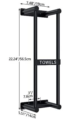 Towel Storage For Small Bathroom, STWWO Towel Racks For Bathroom Can Holds 4 Large Towels, 22inch Wall Towel Rack For Rolled Towels Folded Bath Towels, Black 6 Towel Storage For Small Bathroom, STWWO Towel Racks For Bathroom Can Holds 4 Large Towels, 22inch Wall Towel Rack For Rolled Towels Folded Bath Towels, Black -Songmics Furniture Shop 31U0Q0r1iDL