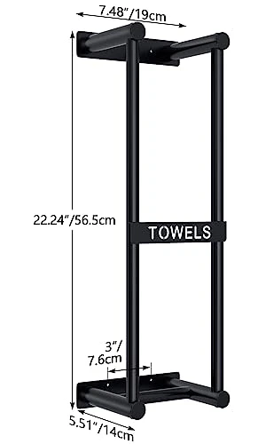 Towel Storage For Small Bathroom, STWWO Towel Racks For Bathroom Can Holds 4 Large Towels, 22inch Wall Towel Rack For Rolled Towels Folded Bath Towels, Black 3 Towel Storage For Small Bathroom, STWWO Towel Racks For Bathroom Can Holds 4 Large Towels, 22inch Wall Towel Rack For Rolled Towels Folded Bath Towels, Black - Image 3