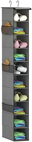Libeder Hanging Shoe Organizer,10-Shelf Hanging Closet Organizers And Storage Shoes Organizer Shelves Hanging Shoe Rack Holder With 6 Mesh Side Pockets Gray 5 Libeder Hanging Shoe Organizer,10-Shelf Hanging Closet Organizers And Storage Shoes Organizer Shelves Hanging Shoe Rack Holder With 6 Mesh Side Pockets Gray - Image 5