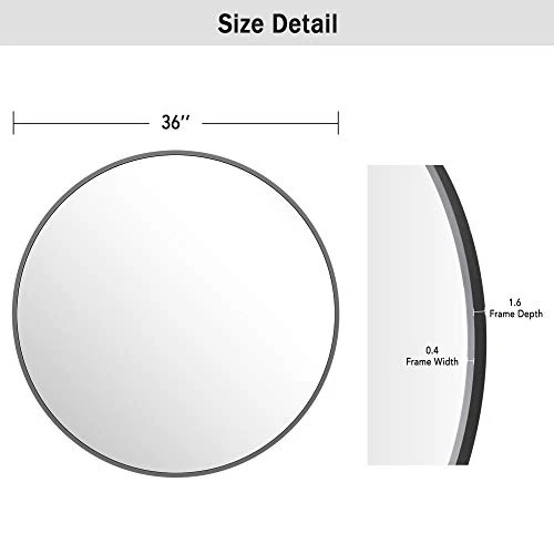 PexFix 36'' Wall Round Mirror, Wall-Mounted Mirror Decorative Mirror Aluminum Alloy Frame, Beveled Accent Mirror Large Round Mirror For Bedroom, Bathroom Entryway, Vanity, Dining Room(Black) 2 PexFix 36'' Wall Round Mirror, Wall-Mounted Mirror Decorative Mirror Aluminum Alloy Frame, Beveled Accent Mirror Large Round Mirror For Bedroom, Bathroom Entryway, Vanity, Dining Room(Black) - Image 2