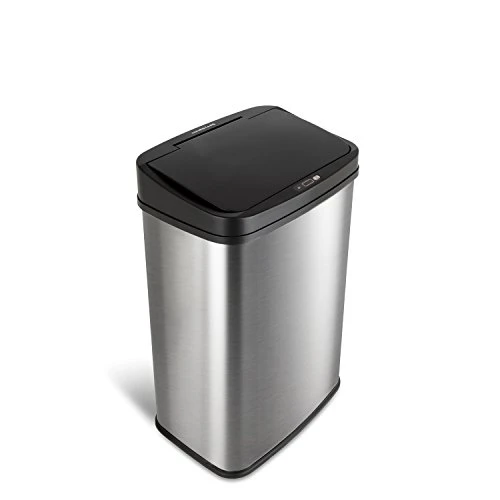 NINESTARS Automatic Touchless Infrared Motion Sensor Trash Can With Stainless Steel Base & Oval, Silver/Black Lid, 21 Gal 7 NINESTARS Automatic Touchless Infrared Motion Sensor Trash Can With Stainless Steel Base & Oval, Silver/Black Lid, 21 Gal - Image 7