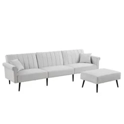 GENERIC L-Shape Sectional Sofa With Ottoman Elegant Line Design Folding Futon Bed Nailhead Trim Grey Cabin Lodge Mid-Century Modern Solid Velvet Handmade 5 GENERIC L-Shape Sectional Sofa With Ottoman Elegant Line Design Folding Futon Bed Nailhead Trim Grey Cabin Lodge Mid-Century Modern Solid Velvet Handmade -Songmics Furniture Shop 31UHUlQbRML
