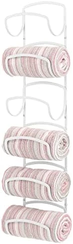 MDesign Steel Towel Holder For Bathroom Wall - Wall Mounted Organizer For Rolled Towels And Bath Robes - Six Level Wall Mount Towel Storage Rack - Bathroom Towel Organizer - Hyde Collection - Black 12 MDesign Steel Towel Holder For Bathroom Wall - Wall Mounted Organizer For Rolled Towels And Bath Robes - Six Level Wall Mount Towel Storage Rack - Bathroom Towel Organizer - Hyde Collection - Black - Image 12