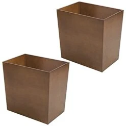 MDesign Rectangular Narrow Trash Can Wastebasket, Small Garbage Container Bin For Bathroom, Kitchen, Home Office, Craft Room, Bamboo Veneer, Brock Collection, 2 Pack - Brown 9 MDesign Rectangular Narrow Trash Can Wastebasket, Small Garbage Container Bin For Bathroom, Kitchen, Home Office, Craft Room, Bamboo Veneer, Brock Collection, 2 Pack - Brown -Songmics Furniture Shop 31UzHTEU6AL 1
