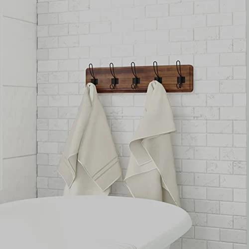 Rustic Coat Rack With 5 Hooks – Rustic Brown Wall Mounted 24" Coat Rack - Solid Pine Wood Entryway Hanger For Hanging Clothes, Hats, Purse, Keys - Vintage Farmhouse Coat Rack For Kitchen, Bedroom 5 Rustic Coat Rack With 5 Hooks – Rustic Brown Wall Mounted 24" Coat Rack - Solid Pine Wood Entryway Hanger For Hanging Clothes, Hats, Purse, Keys - Vintage Farmhouse Coat Rack For Kitchen, Bedroom - Image 5