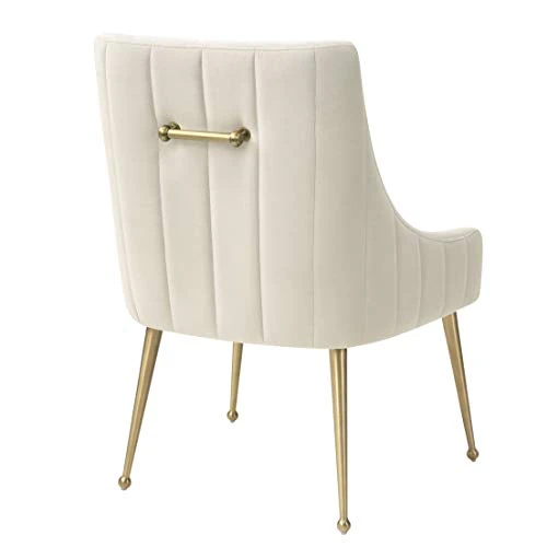 MEXIYA Irina Dining Chair Beige Easy Clean Velvet Upholstered Side Chair With Brushed Gold Leg 3 MEXIYA Irina Dining Chair Beige Easy Clean Velvet Upholstered Side Chair With Brushed Gold Leg - Image 3